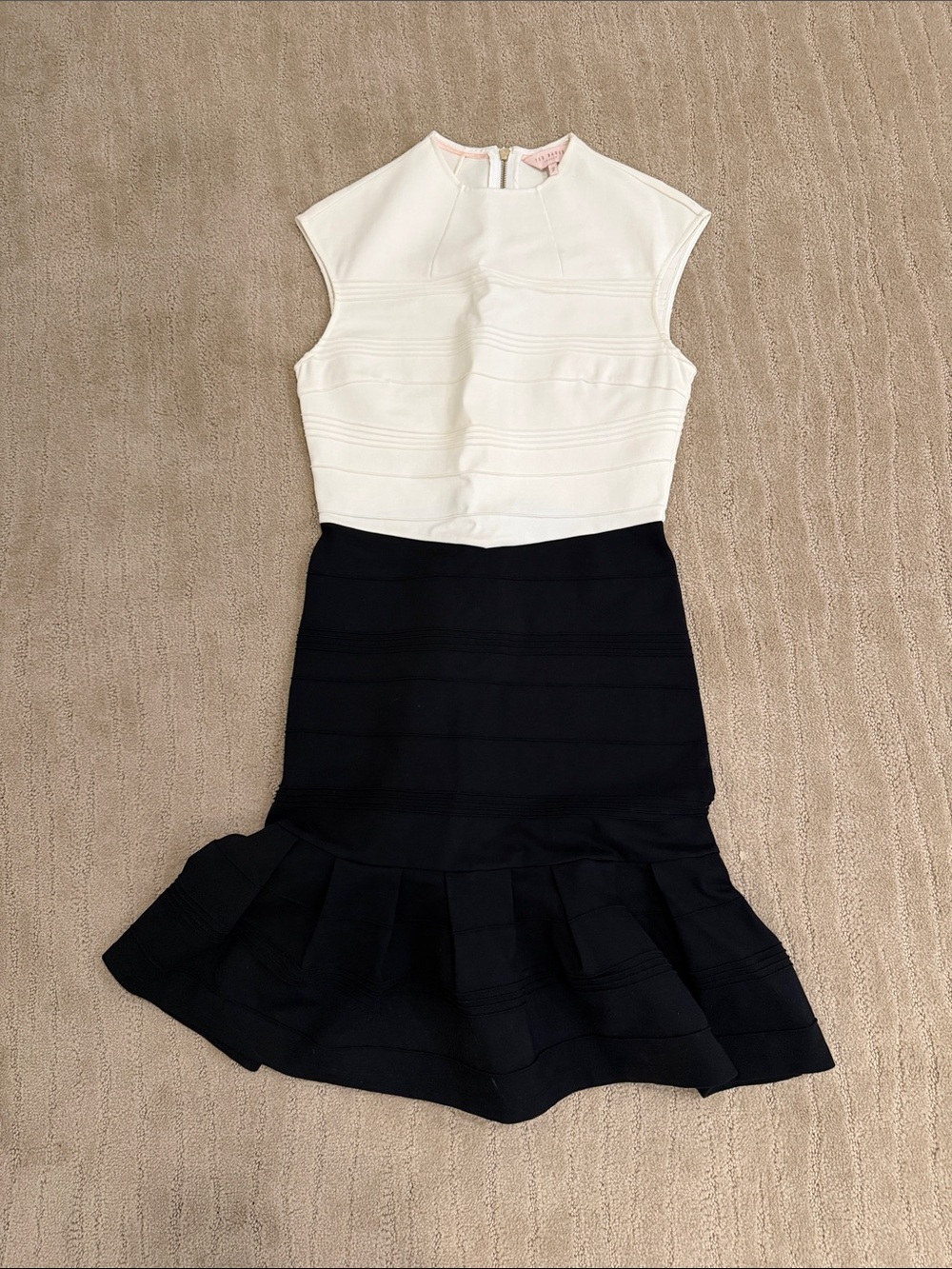 Ted Baker Cream Sleeveless High-Neck Dress